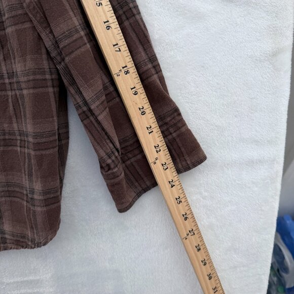 Duluth Shirt Men XL Brown Plaid Free Swingin Flannel Relexed Outdoor Button Down - Picture 6 of 8